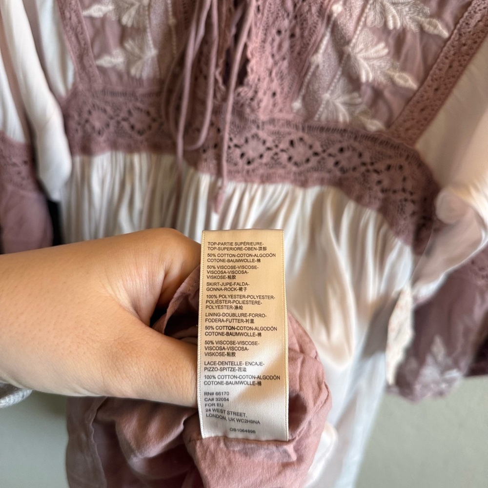 NWT Free People Lace Embroidered Boho Mini Dress Beachy Spring Feminine - Picture 14 of 14